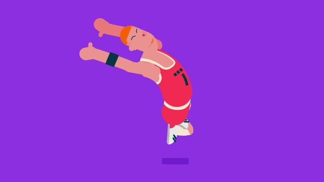 Basketball player in basketball clothes, running fast and dancing, flat avatar 4K video