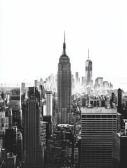 Black and White Skyline of New York City