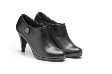 black leather female shoes