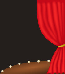 red theater curtain open stage lights