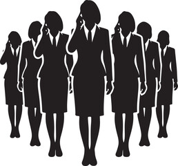 Group of Businesswomen on Phone Silhouette Vector