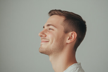 Obraz premium A close up of a man's face with his eyes closed