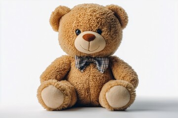 Obraz premium Cute lovely doll teddy bear alone on white background
