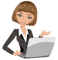 businesswoman or business woman carrer with laptop vector isolated