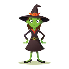 halloween witch with a broom