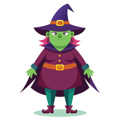 halloween witch with a broom