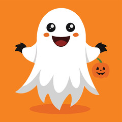 Halloween ghost line art vector