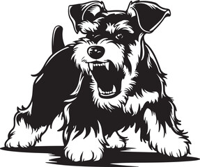 Miniature Schnauzer Angry Stylized Vector Illustration