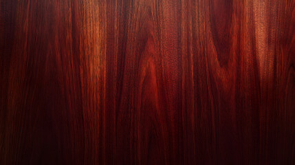 Naklejka premium Deep reddish-brown wooden surface with a rich grain pattern, illuminated in soft light