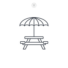 Picnic Table icon symbol vector illustration isolated on white background