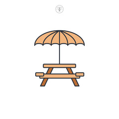 Picnic Table icon symbol vector illustration isolated on white background