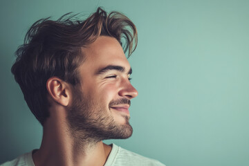 Fototapeta premium A close up of a man's face with his eyes closed