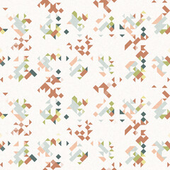 Simple glitch geometric seamless abstract pattern with playful woven summer color. Bright whimsical gender neutral bold irregular shape textile Cotton effect background. 