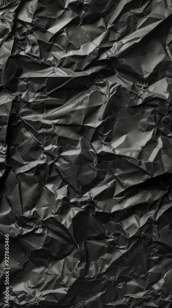 Poster the surface displays a complex arrangement of creased black paper, offering a rich texture and depth