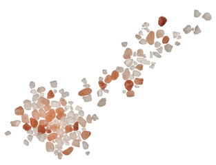 Pile of white and pink Himalayan salt, close up.