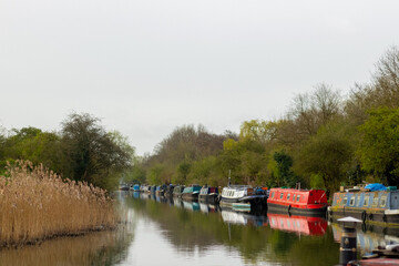 Boats along the river Lea in Cheshunt