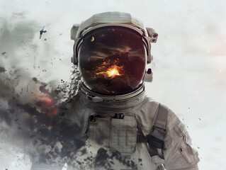 Astronaut with reflection in visor