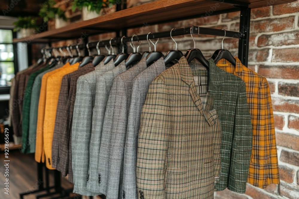 Poster richly colored woolen scarves neatly arranged on a rustic display offering warmth and style