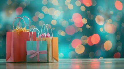 Closeup view of shopping bag with bokeh background