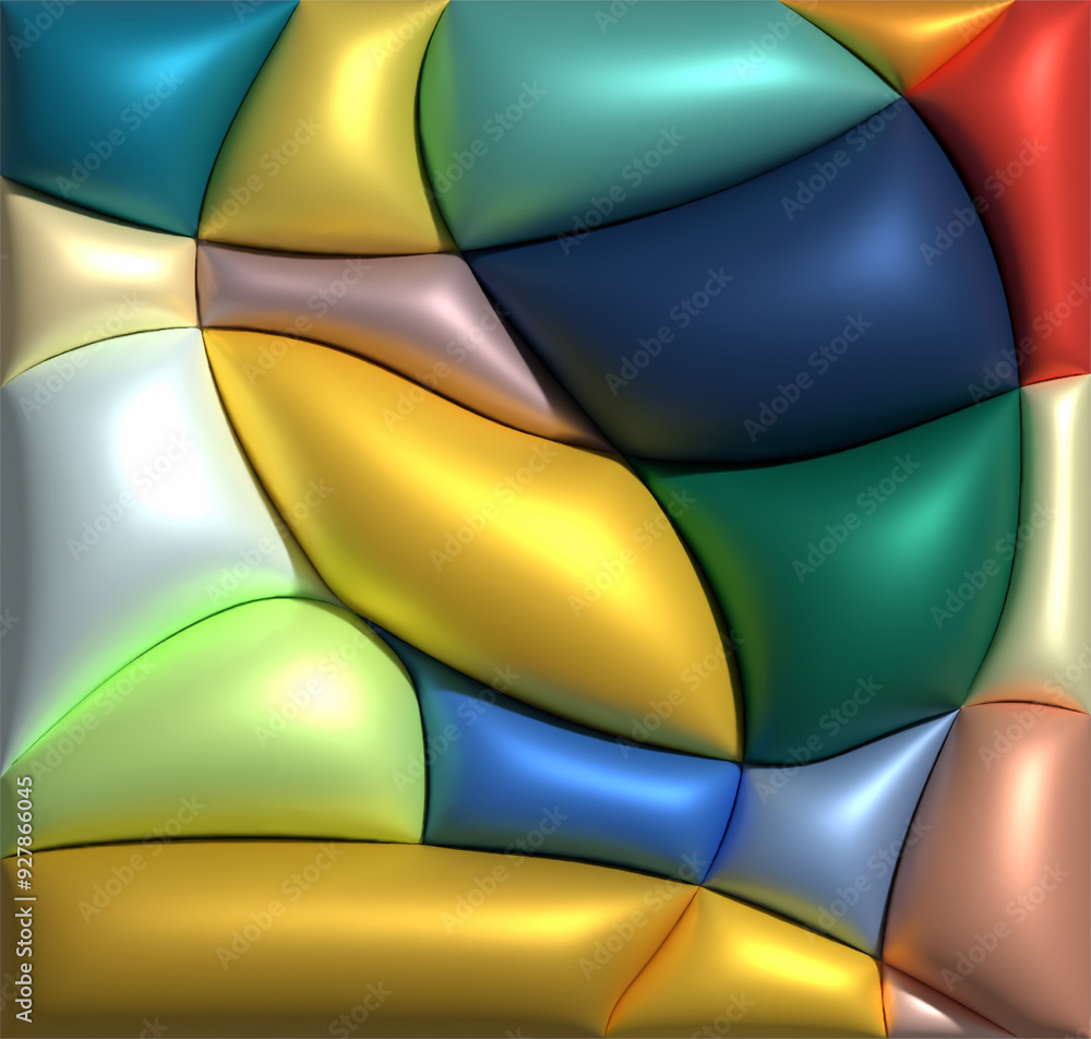 Aufkleber abstract background with multicolored smooth surfaces, 3d rendering illustration