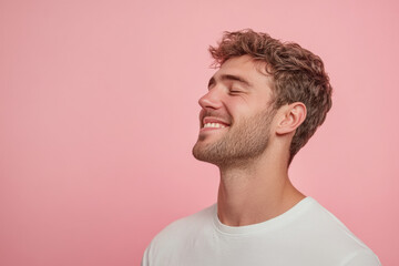 Fototapeta premium A close up of a man's face with his eyes closed