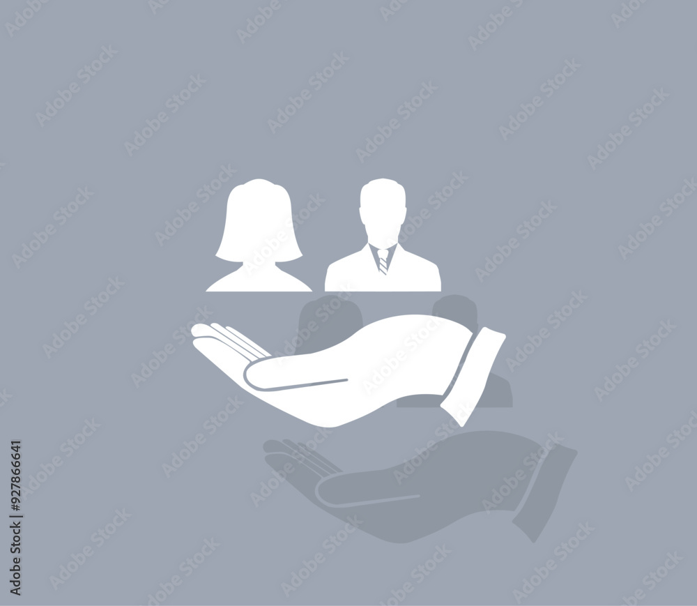 Poster vector icon of white color with shadow on gray background
