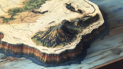 3D Terrain Model of Mountainous Region with Volcanic Peaks