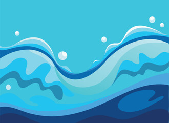 Vibrant Abstract Ocean Waves Background | Blue Water Wave Illustration