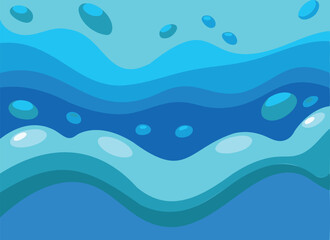 Tranquil Blue Abstract Waves Vector - Soothing Ocean Illustration