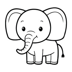 Wild Elephant line art vector