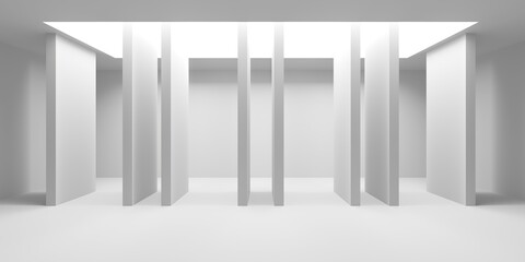 Minimalistic room space. White clean empty architecture interior