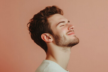 Fototapeta premium A close up of a man's face with his eyes closed