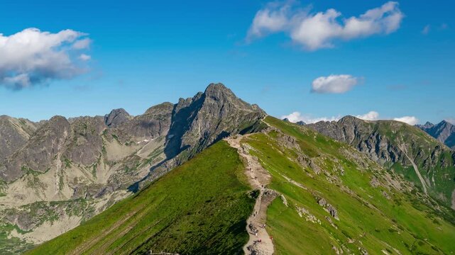 Dynamic Kasper Peak Summer Day Timelapse with Hikers - Tatra Mountains
