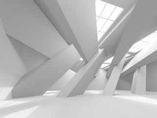 Minimalistic room space. White clean empty architecture interior