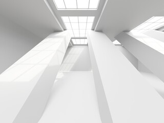 Obraz premium Minimalistic room space. White clean empty architecture interior