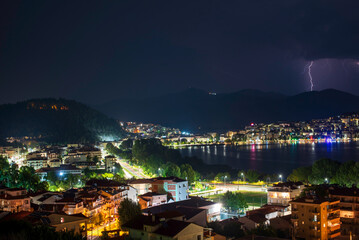 Fototapeta premium Stormy night over the lake 
