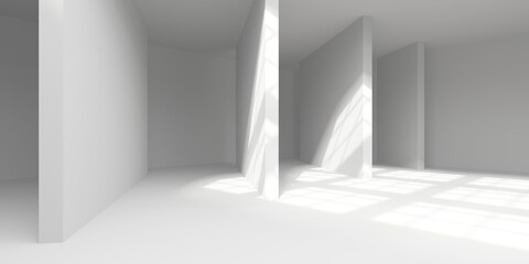 Minimalistic room space. White clean empty architecture interior