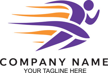 Runner Sport Logo Design Vector Graphic