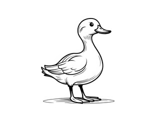 Obraz premium Drawing of a cute duck to color.