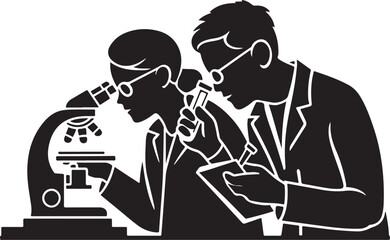 Scientists Silhouette Vector Illustration