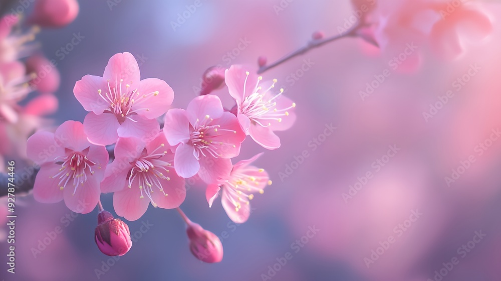 Sticker a branch of a tree with pink flowers