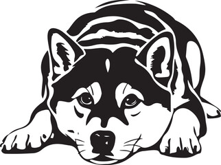 Shiba Inu Dog Lying Down Stylized Vector Illustration