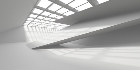 Abstract light corridor interior. Futuristic architecture background