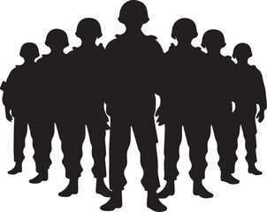 Soldiers Standing Silhouette Vector Illustration