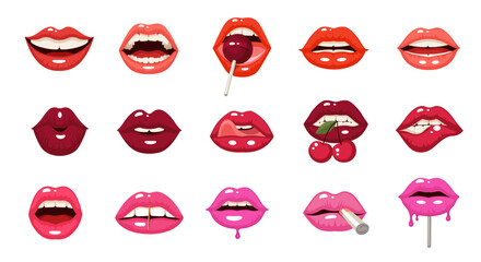 Vector Cartoon Mouths. Fun and Expressive Lips