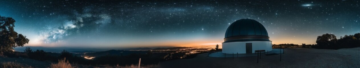 Fototapeta premium Enchanted anime-style Starry Night at the Observatory: A Magical Night Sky Experience for Astronomical Education and Star Gazing, Ideal for Travel Posters and 4K Wallpapers,Anime-Style,illustration,Pi