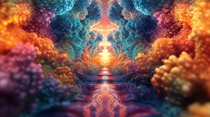 Obraz premium AI dreamcore landscape, machine learning hallucinations, shot on Phantom