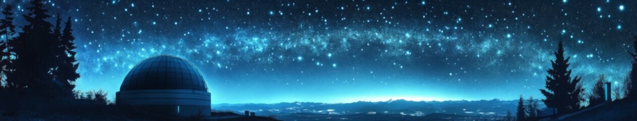 Enchanted anime-style Starry Night at the Observatory: A Magical Night Sky Experience for Astronomical Education and Star Gazing, Ideal for Travel Posters and 4K Wallpapers,Anime-Style,illustration,Pi