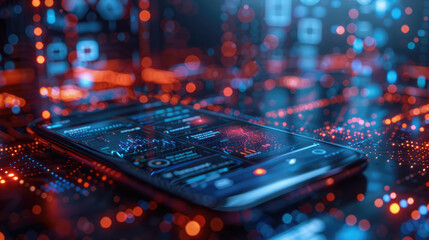 A digital wallet on a smartphone screen, with various cryptocurrencies displayed and a futuristic background