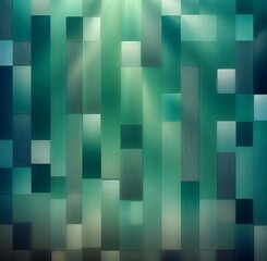 underwater green teal blue pixelated squares cubes abstract background copy space